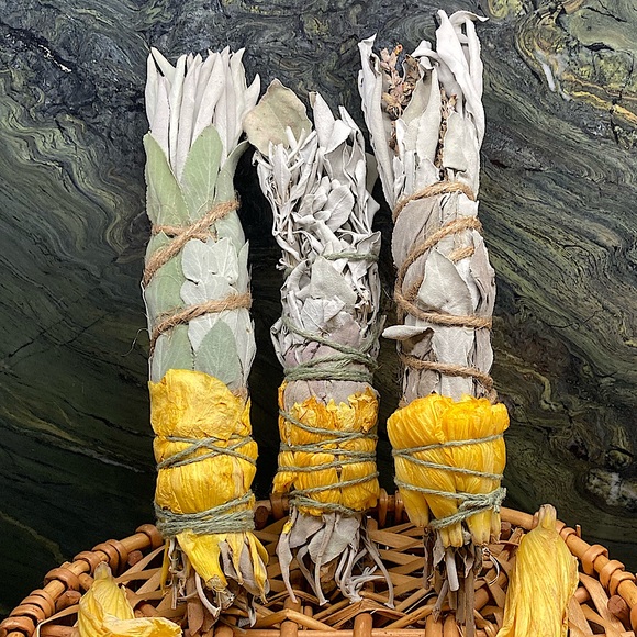 Harvest Sunshine Gift Set White Sage with Yellow Hibiscus Organic Hand C… - Picture 2 of 10